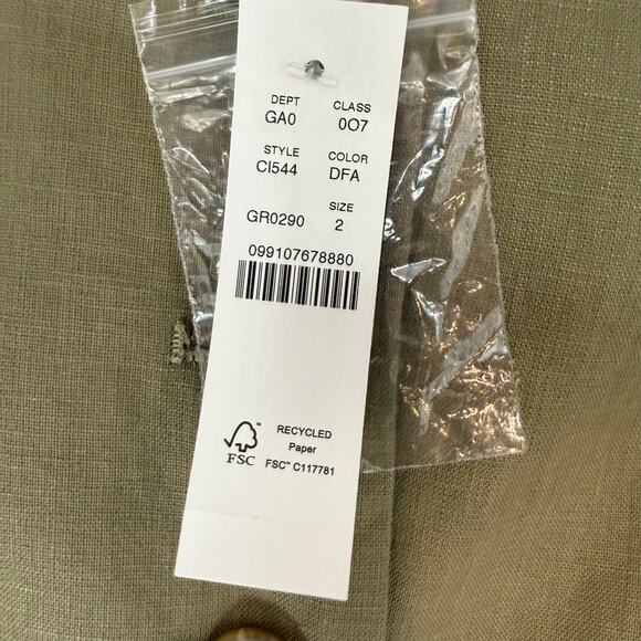 NWT J. Crew Cutaway Linen Vest Top Womens 2 Dusty Fatigue Green Button Front - Picture 7 of 9